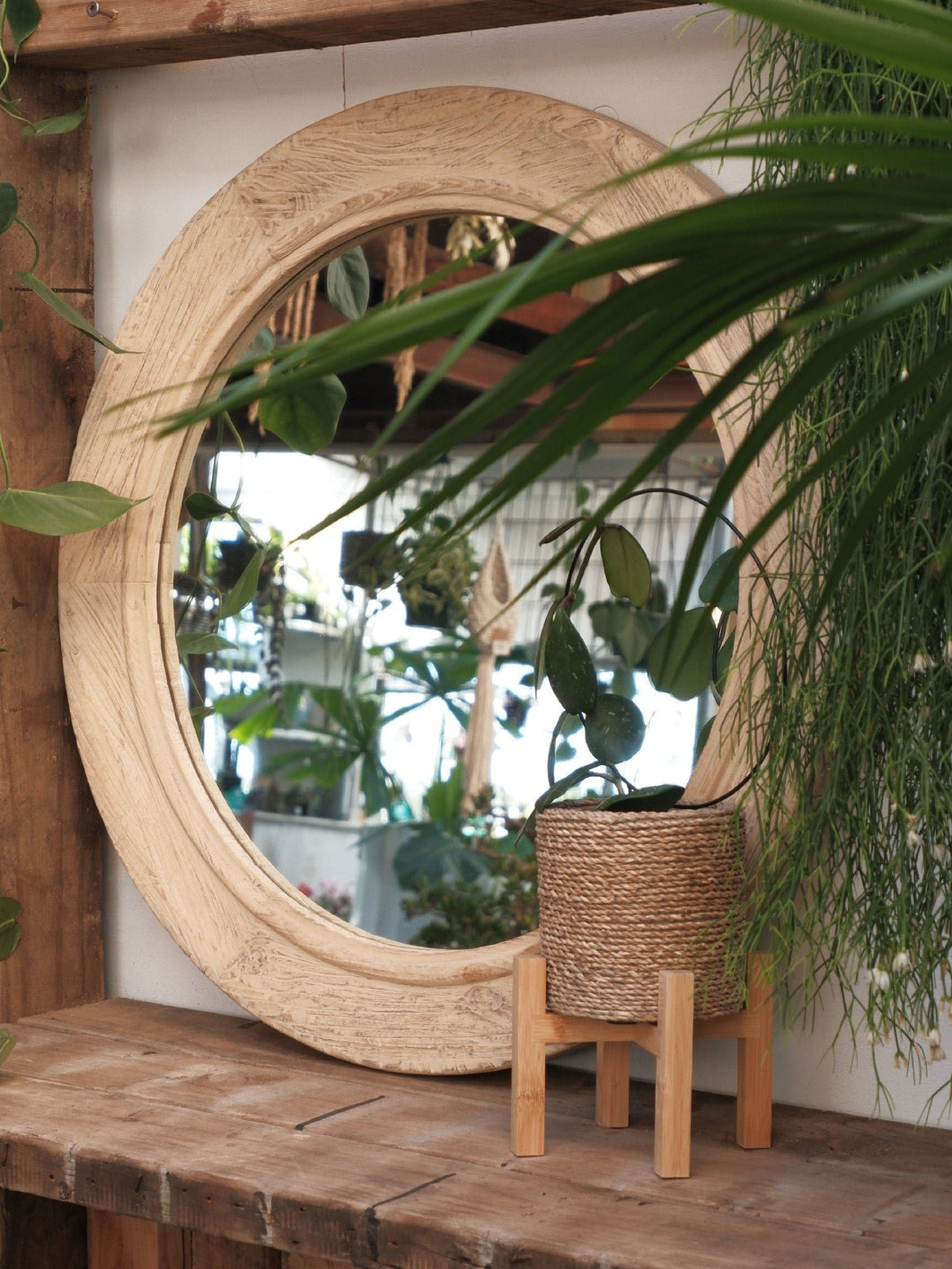 Mirror Round Elm [sz:80cm X 80cm X 5cm]